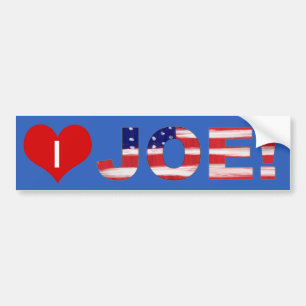 I Heart JOE! On Blue With Flag Bumper Sticker