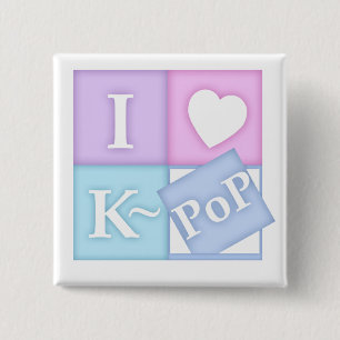 I Heart K~Pop 2 Inch Square Button