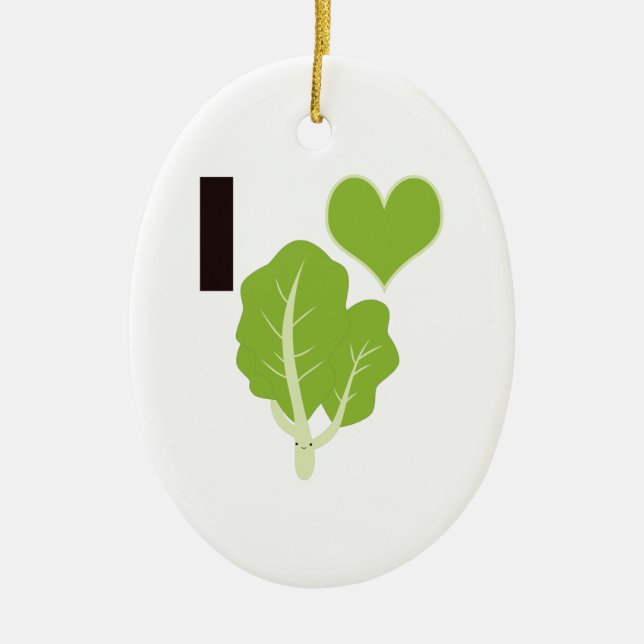I heart Kale Ceramic Ornament (Front)