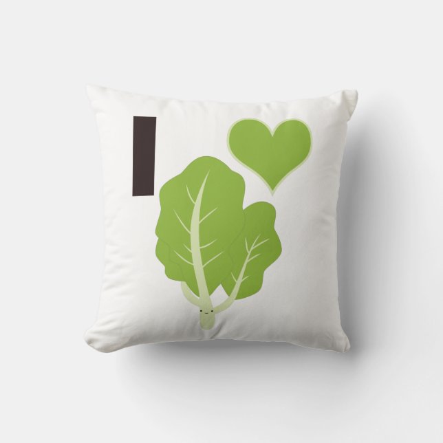 I heart Kale Throw Pillow (Front)