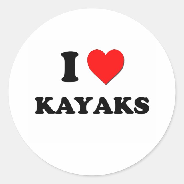 I Heart Kayaks Classic Round Sticker (Front)