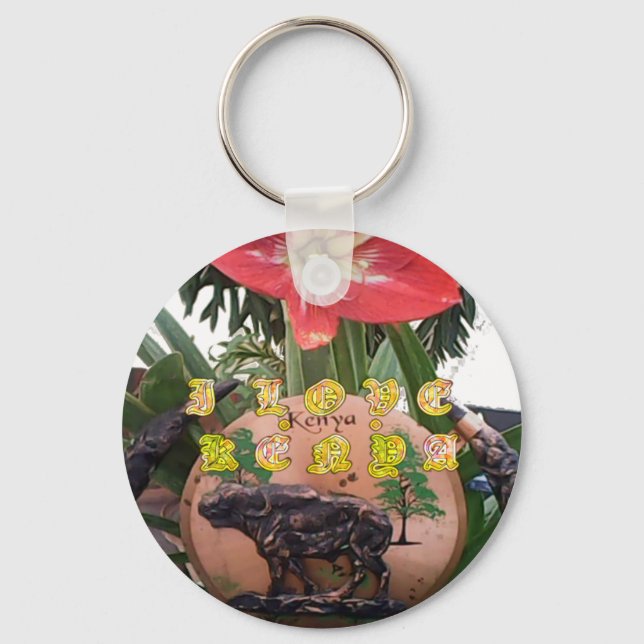I (Heart) Kenya Buffalo Patch/Print Keychain (Front)
