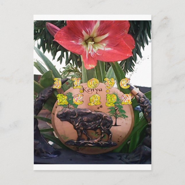 I (Heart) Kenya Buffalo Patch/Print Postcard (Front)