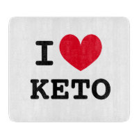 I heart keto diet glass cutting board for kitchen