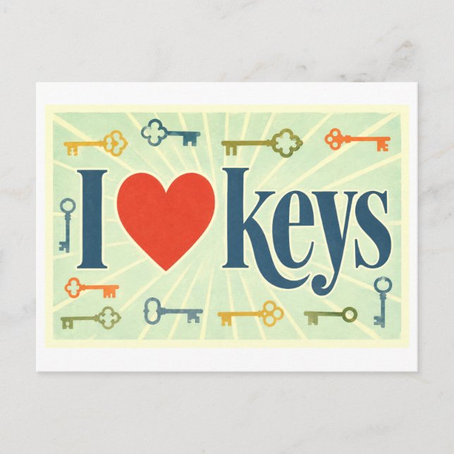 "I [Heart] Keys" Postcard (Front)