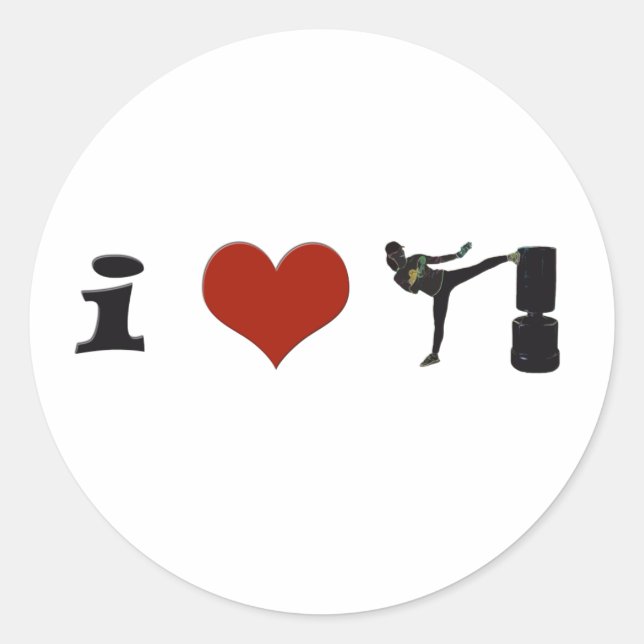 I Heart Kickboxing! Personalize it! Classic Round Sticker (Front)