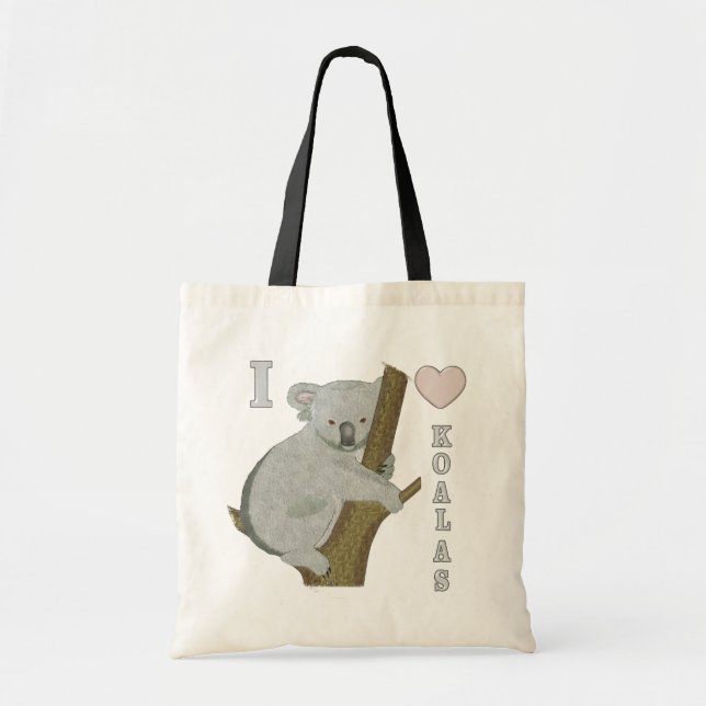 I Heart Koalas Fuzzy Animals AUSTRALIA Tote Bag (Front)