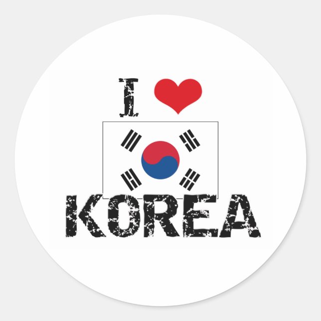 I HEART KOREA CLASSIC ROUND STICKER (Front)