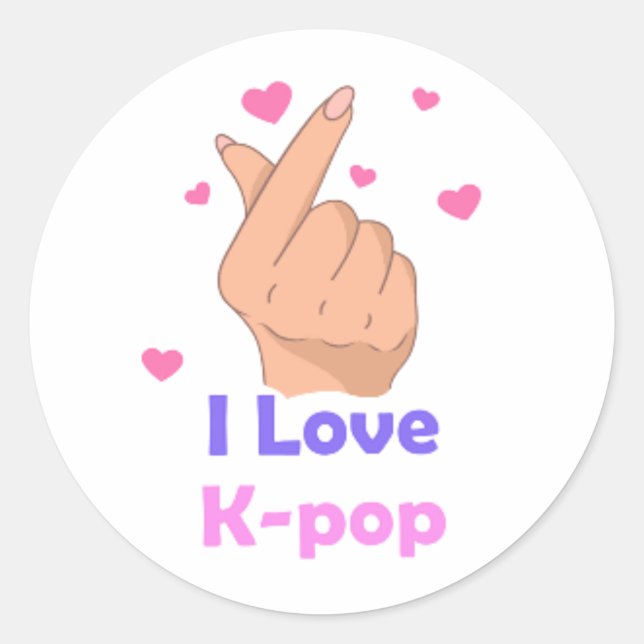 I Heart Kpop  Classic Round Sticker (Front)