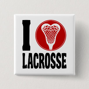 I Heart Lacrosse 2 Inch Square Button