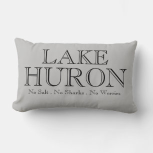 I heart LAKE HURON, Great Lake design Lumbar Pillow