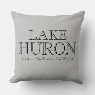 I heart LAKE HURON, Great Lake design Throw Pillow