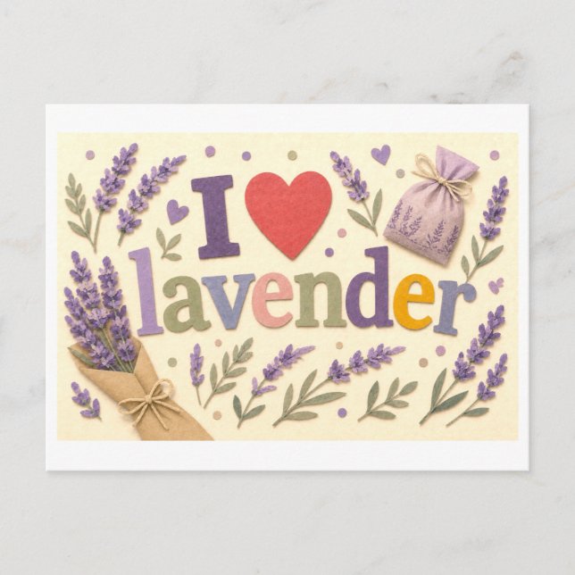 "I [Heart] Lavender" Postcard (Front)