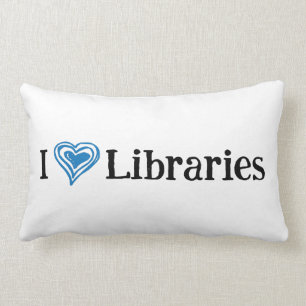 I [Heart] Libraries (black/blue) Lumbar Pillow
