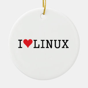I Heart Linux 2 Ceramic Ornament