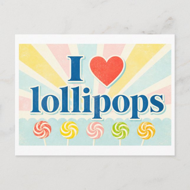 "I [Heart] Lollipops" Postcard (Front)