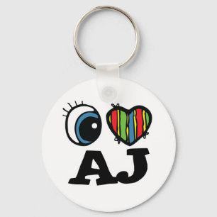 I Heart (Love) AJ Keychain