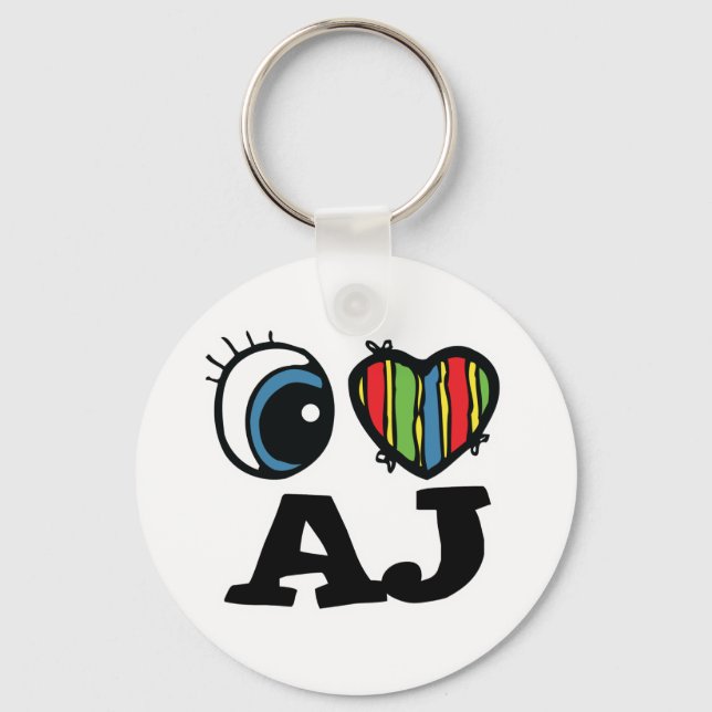 I Heart (Love) AJ Keychain (Front)