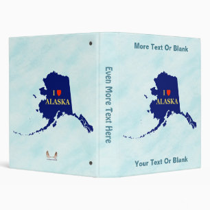 I Heart (Love) Alaska 3 Ring Binder