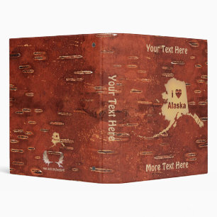 I Heart (Love) Alaska On Inner Birch Bark Binder