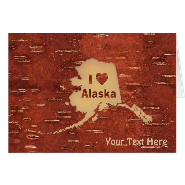 I Heart (Love) Alaska sur l'écorce de bouleau inté (Devant horizontal)