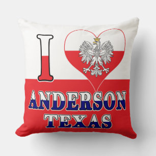 I Heart Love Anderson Texas Throw Pillow