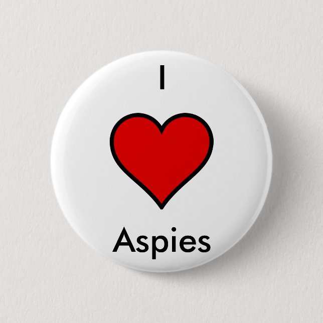 I Heart (Love) Aspies 2 Inch Round Button (Front)
