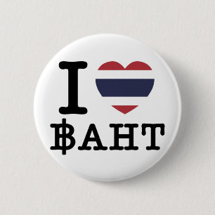 I Heart (Love) Baht 2 Inch Round Button