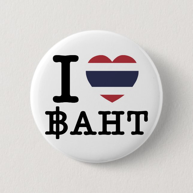 I Heart (Love) Baht 2 Inch Round Button (Front)