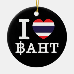 I Heart (Love) Baht Ceramic Ornament