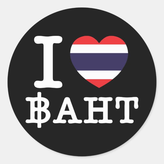 I Heart (Love) Baht Classic Round Sticker (Front)