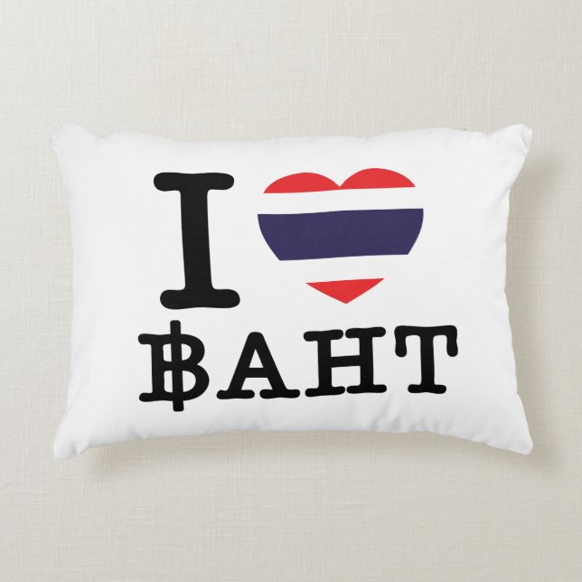 I Heart (Love) Baht Decorative Pillow (Front)