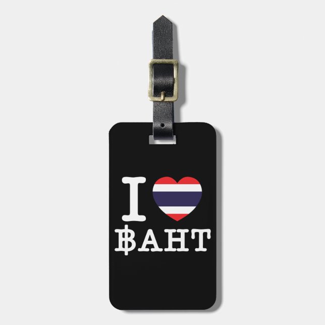 I Heart (Love) Baht Luggage Tag (Front Vertical)