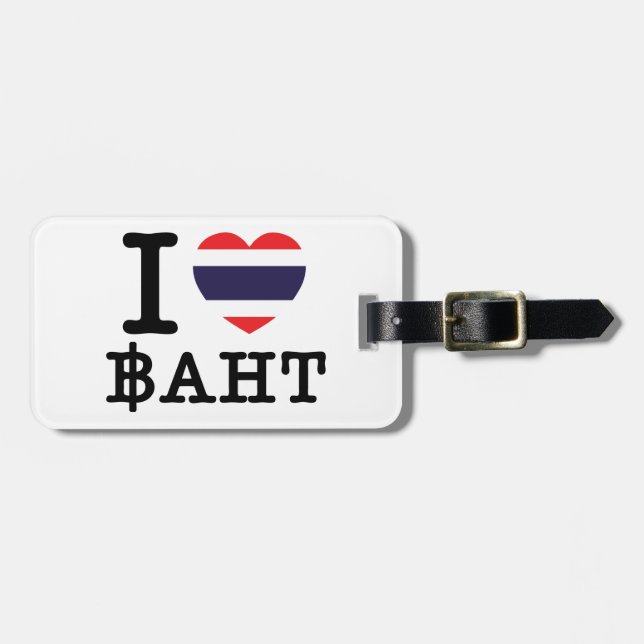 I Heart (Love) Baht Luggage Tag (Front Horizontal)