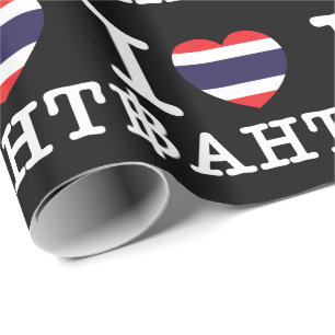 I Heart (Love) Baht Wrapping Paper