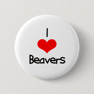 I Heart (Love) Beavers 2 Inch Round Button