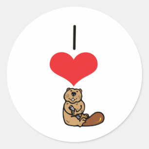 I Heart (Love) Beavers Classic Round Sticker