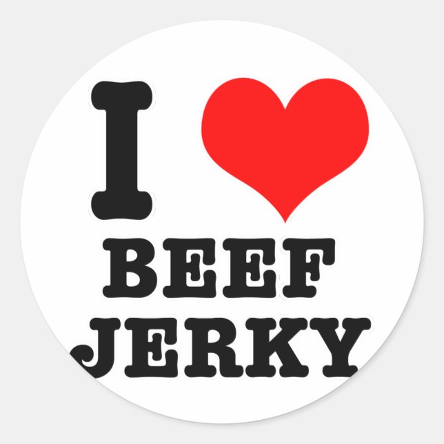 I HEART (LOVE) beef jerky Classic Round Sticker (Front)