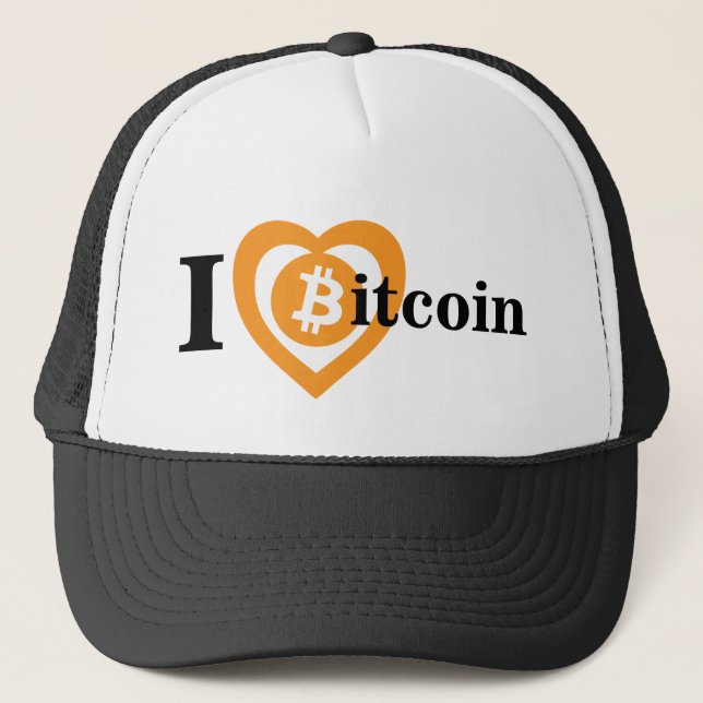 I Heart (Love) Bitcoin Logo Symbol Crypto Hat Cap (Front)