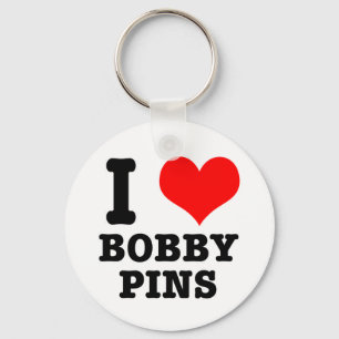 I HEART (LOVE) BOBBY PINS KEYCHAIN