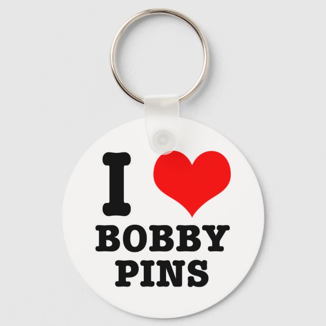 I HEART (LOVE) BOBBY PINS KEYCHAIN (Front)