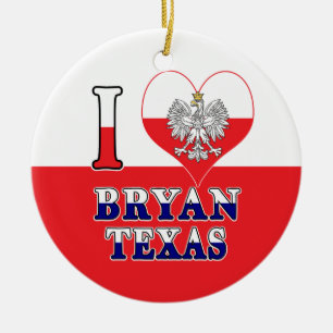I Heart Love Bryan Texas Ceramic Ornament