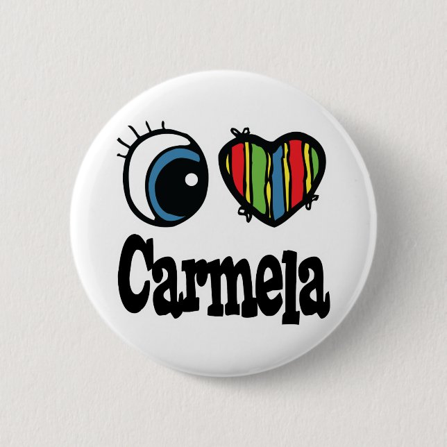 I Heart (Love) Carmela 2 Inch Round Button (Front)