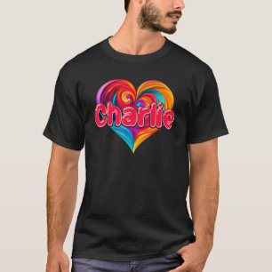 I Heart Love Charlie First Name Colourful Named T-Shirt