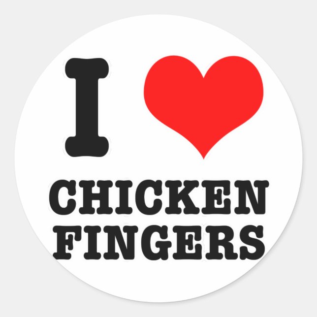 I HEART (LOVE) CHICKEN FINGERS CLASSIC ROUND STICKER (Front)