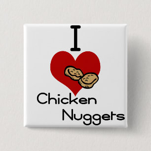 I heart-love chicken nuggets 2 inch square button