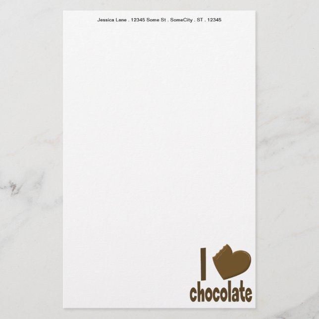 I Heart Love Chocolate Stationery (Front)