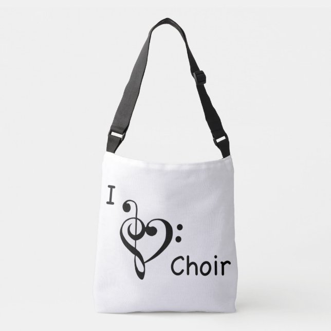 I Heart Love Choir Music Crossbody Bag (Front)