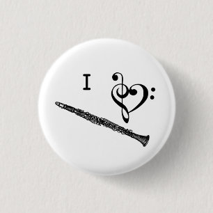 I Heart Love Clarinet Music Button