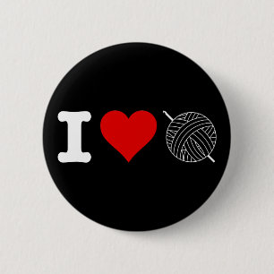 I Heart Love Crochet 2 Inch Round Button